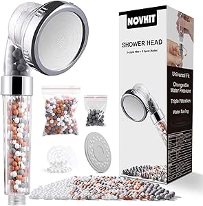 Shower Head With 3 Jet Types, Double Filter System For Removing Mineral Scale