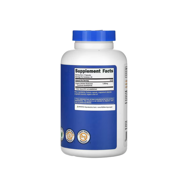 Shiitake Mushroom, 180 Capsules, 500MG per Capsule