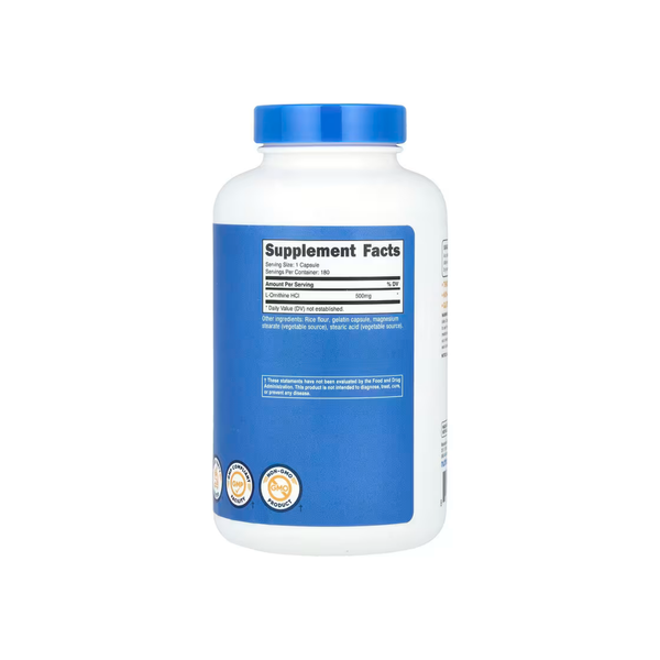 L-Ornithine, 500MG, 180 Capsules
