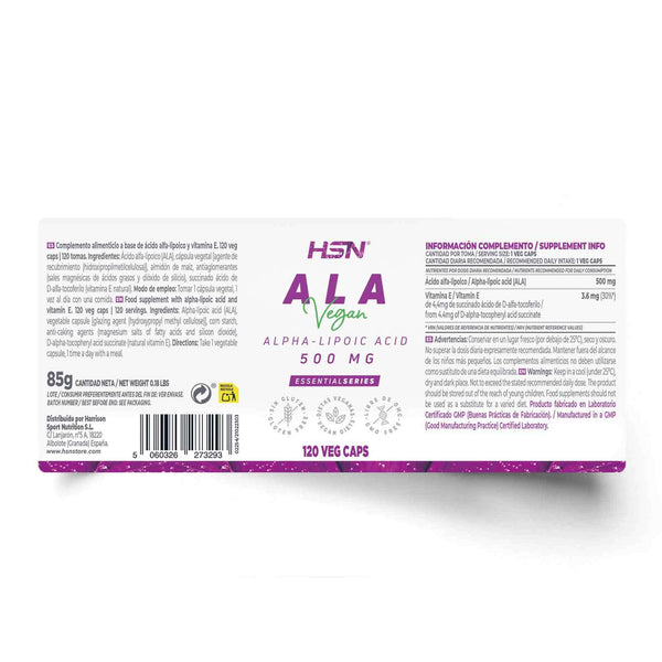 Alpha Lipoic Acid (ALA) 500mg, 120 Veg Caps
