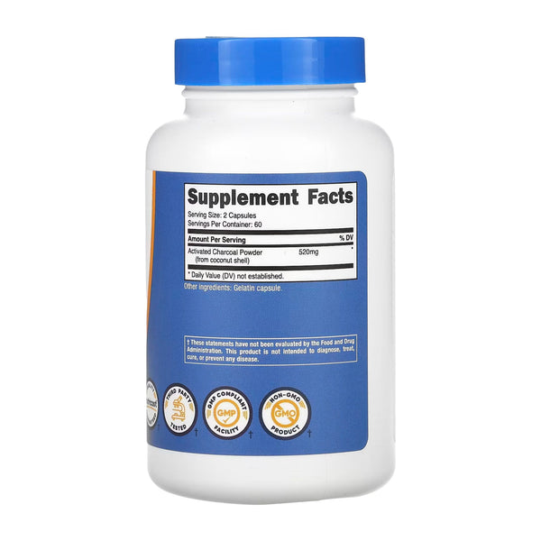 Activated Charcoal, 120 Capsules, 260MG per Capsule)