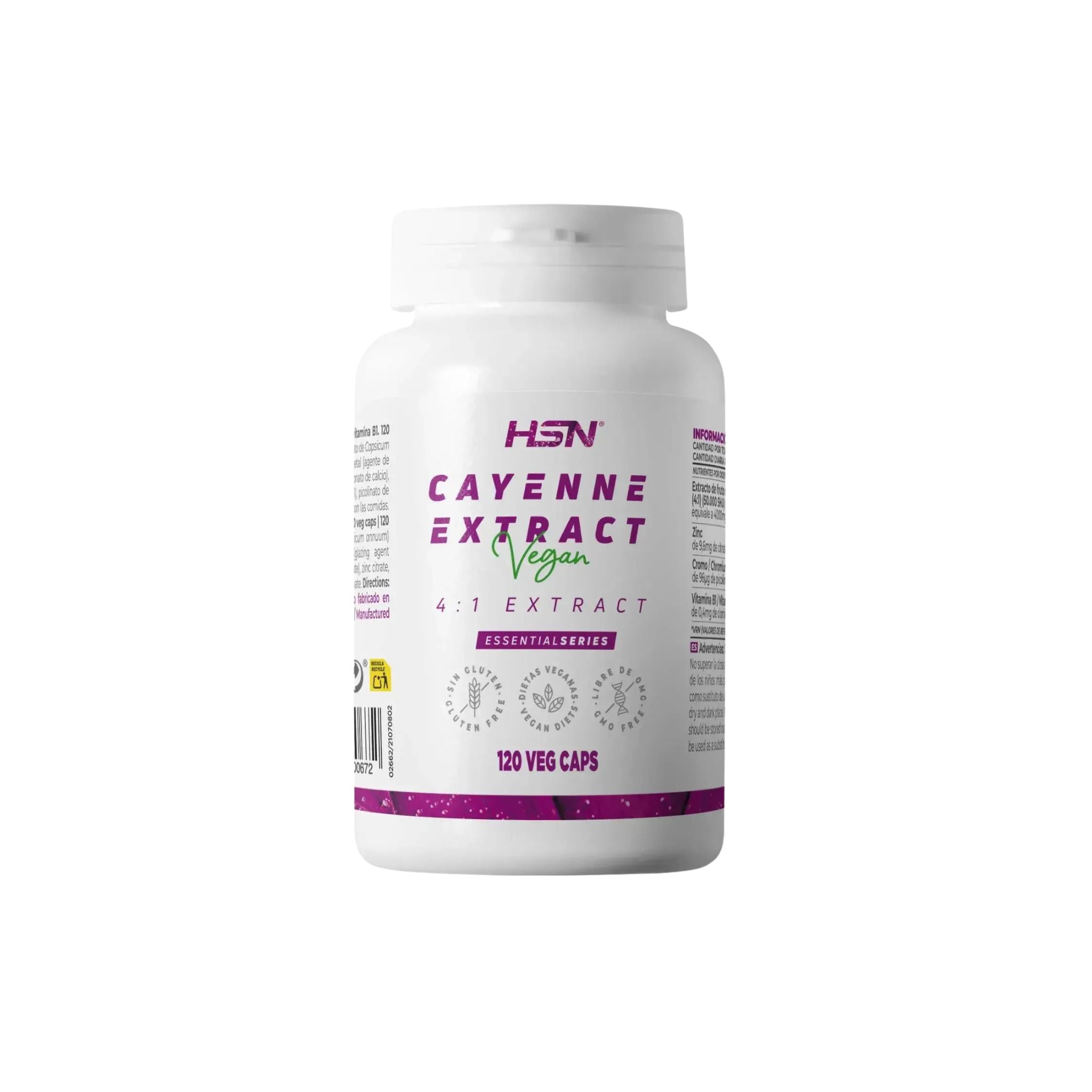 Cayenne Extract (4:1), 500mg, 120 Veg Capsules