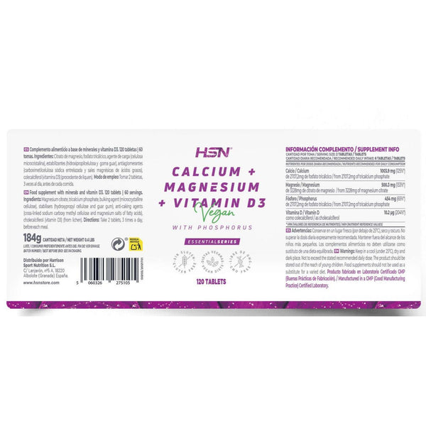 Calcium + Magnesium + Vitamin D3, 120 Veg Capsules