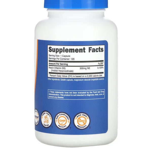 Niacin Flush-free, 500mg, 120 Capsules