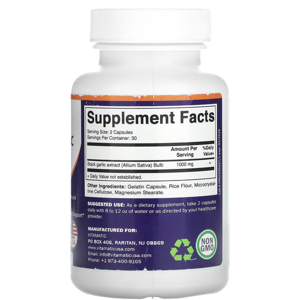 Fermented Black Garlic, 60 Capsules (500 mg per Capsule)