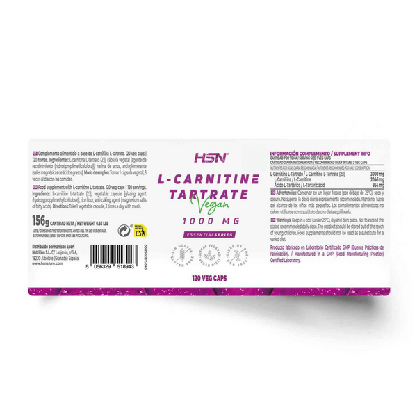 L-Carnitine Tartrate 1000MG, 120 Veg Capsules