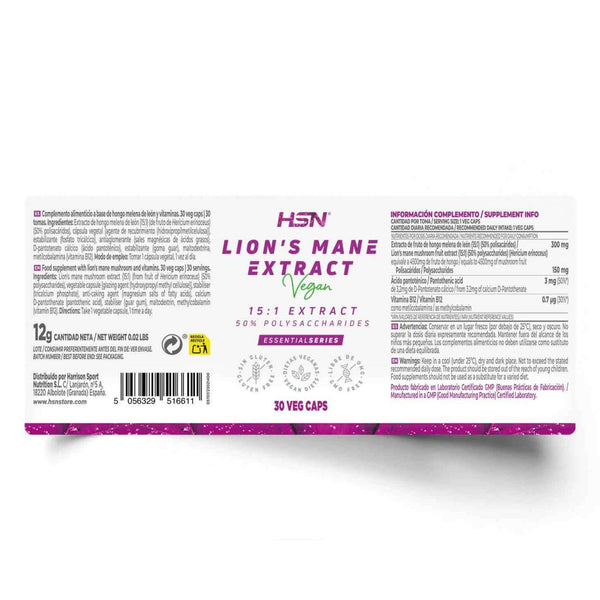 Lion's Mane Extract (15:1), 300MG, 120 Veg Capsules