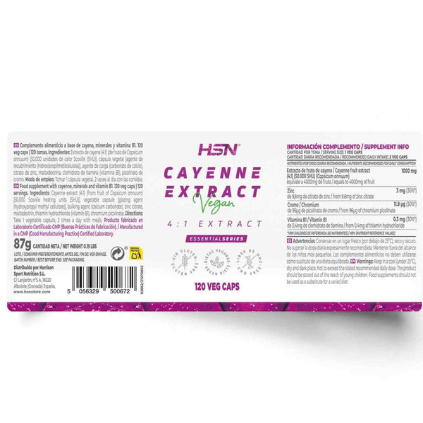 Cayenne Extract (4:1), 500mg, 120 Veg Capsules
