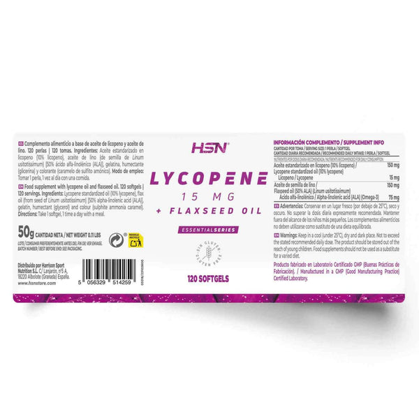 Lycopene 15mg + Flax Seed Oil, 120 Softgels