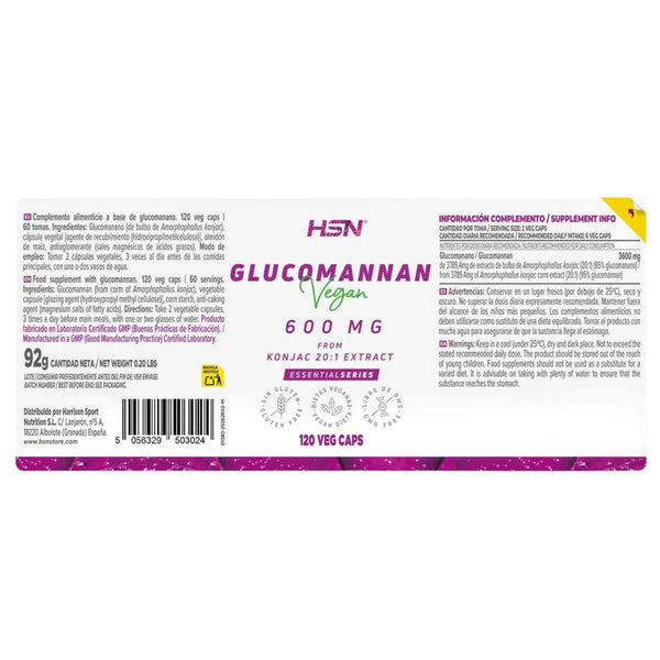 Glucomannan, 600MG, 120 Veg Capsules