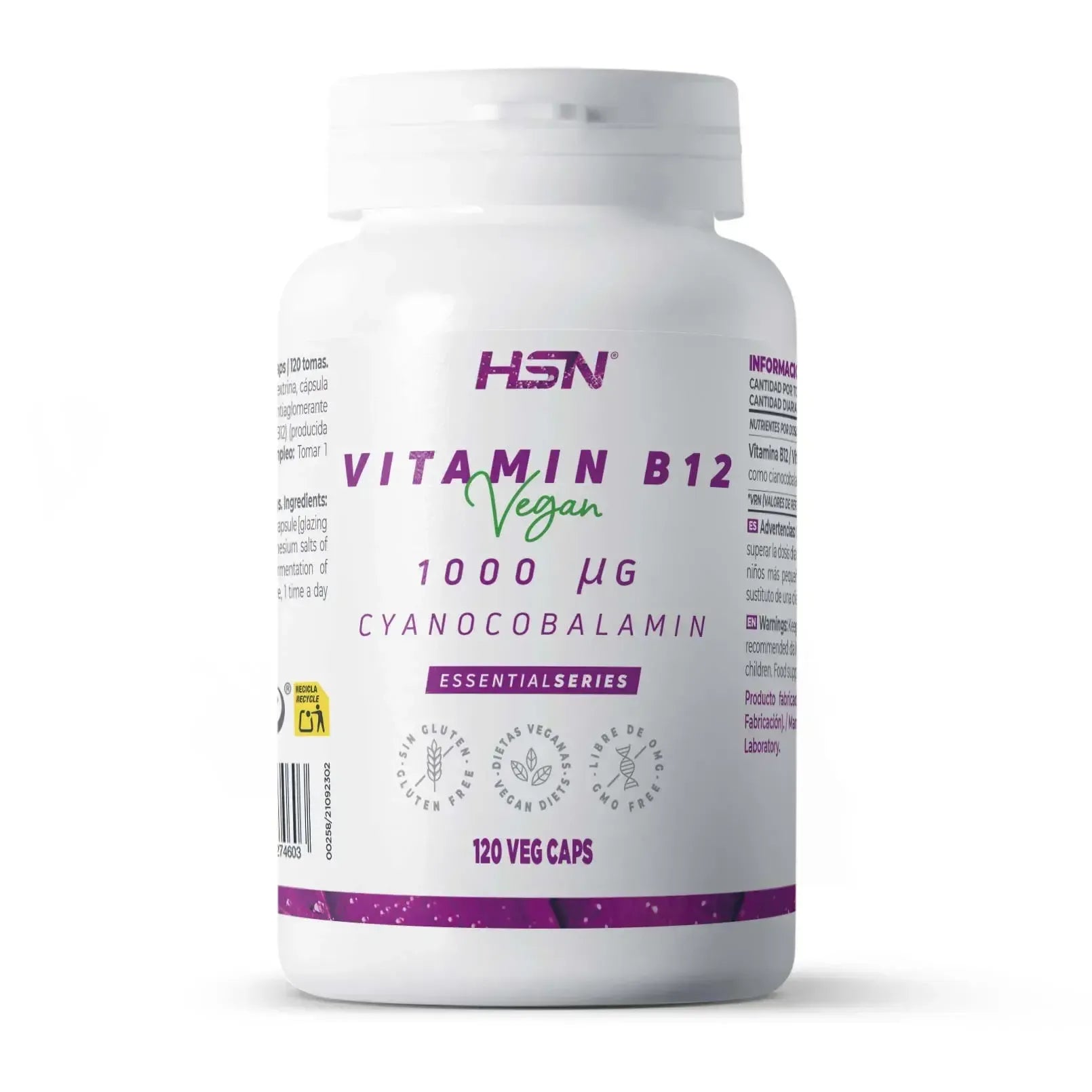 Vitamin B12 (Cyanocobalamin) 1000mcg, 120 Veggie Capsules